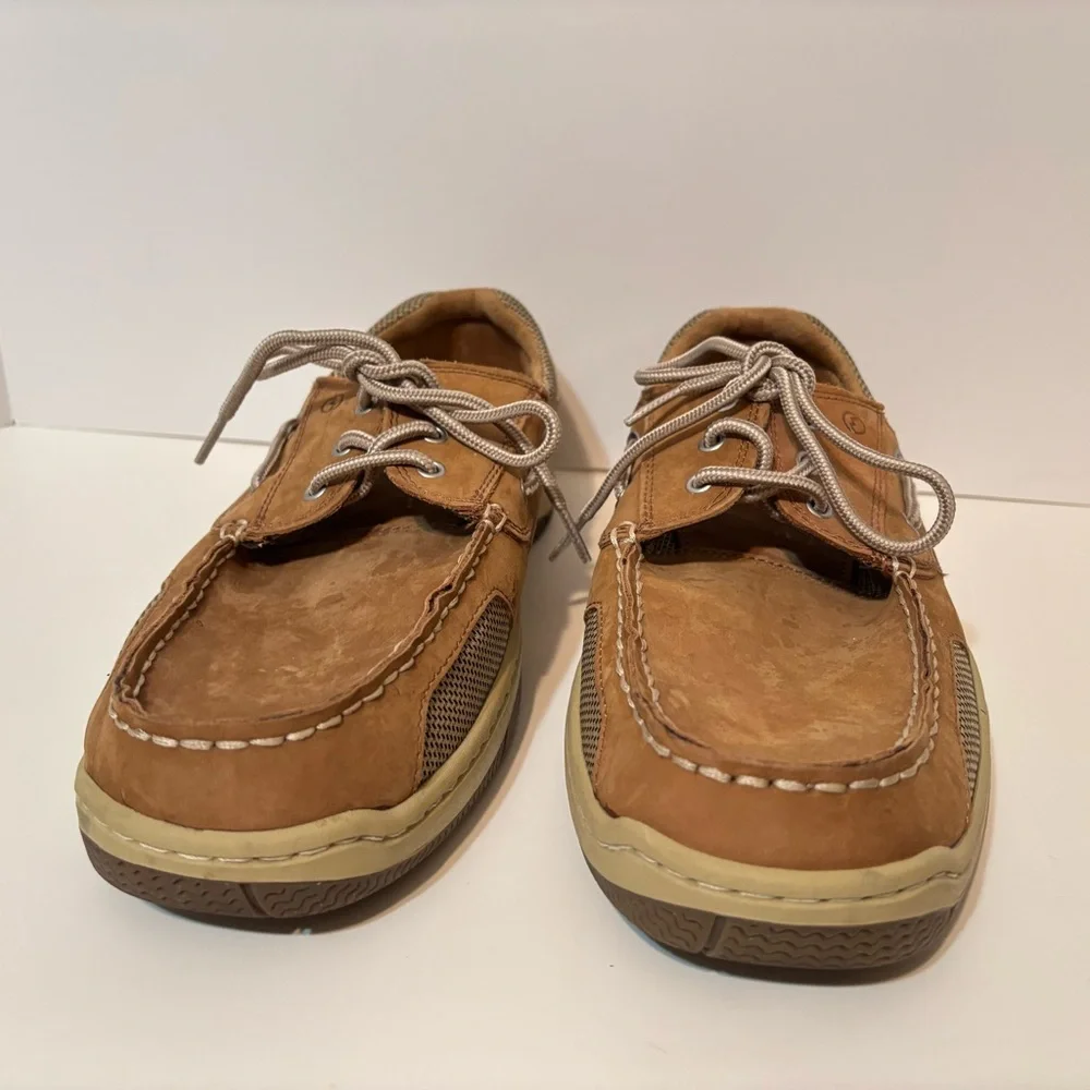 Magellan Outdoors Men's Laguna Madre Brown Tan Leather Boat Shoes Size 12E
